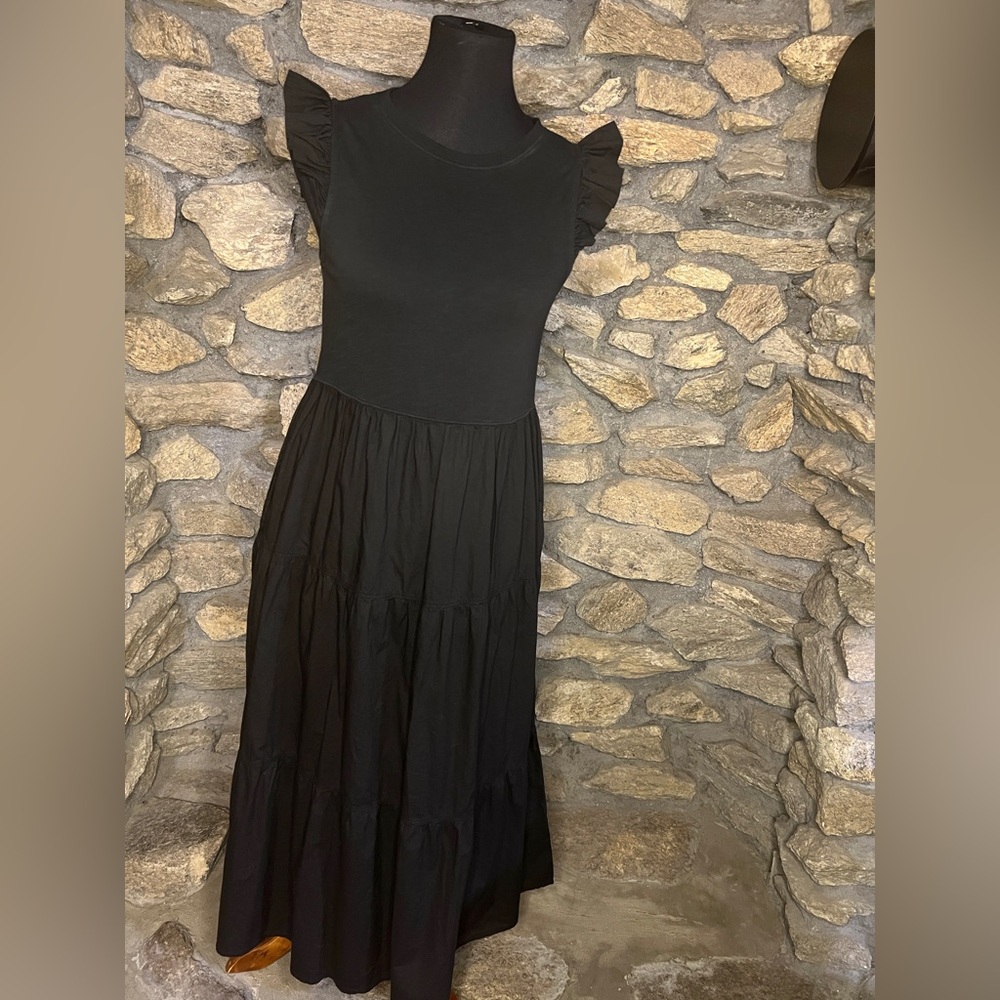 Nation LTD Black Sleeveless Pleated Maxi Sundress